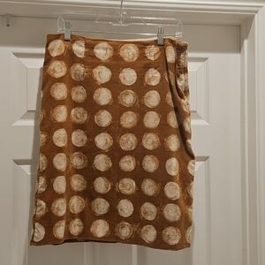 Maeve Tan and Cream Polka Dot Pencil Skirt